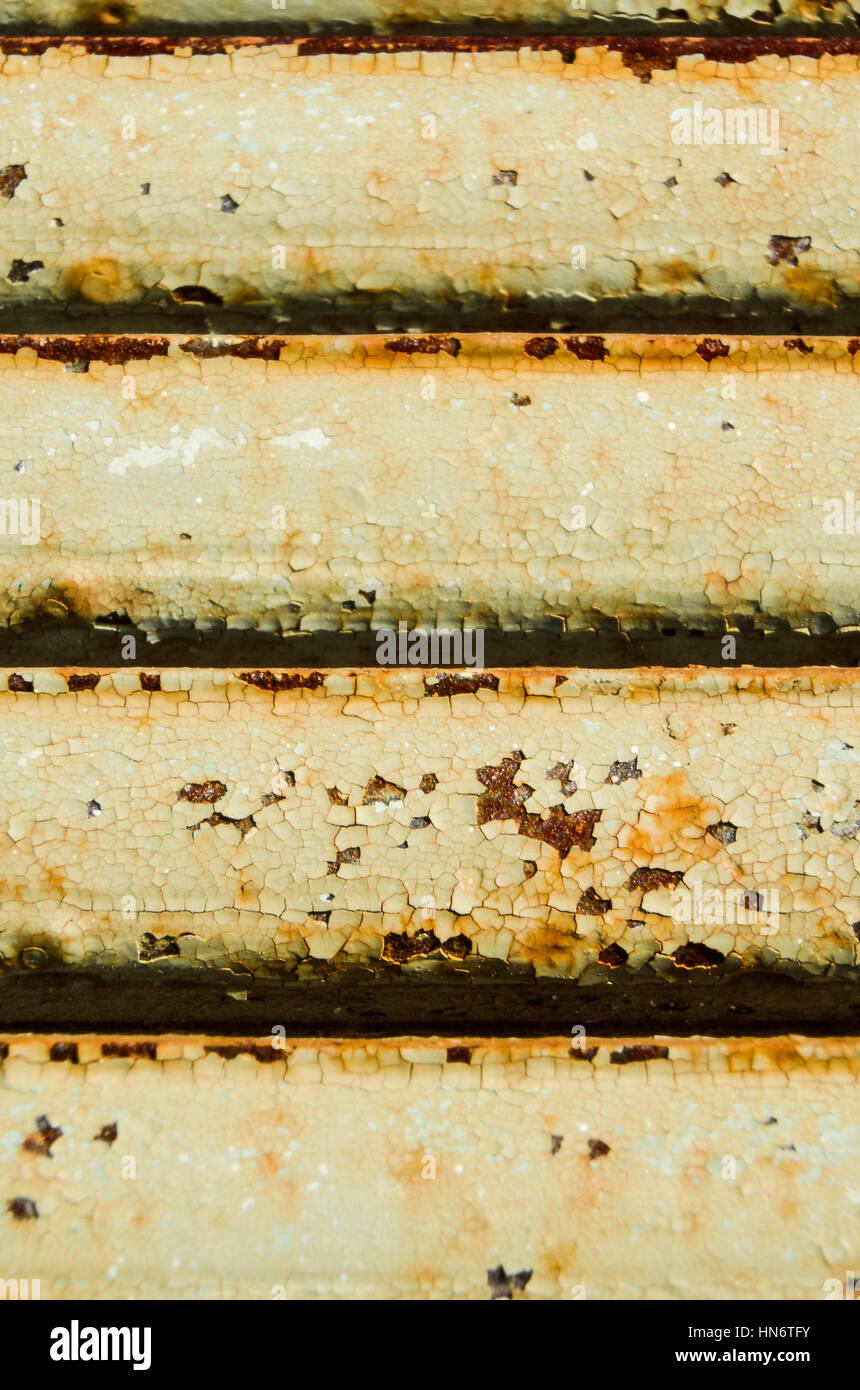 Macro closeup of peeling rusty metal white green door Stock Photo - Alamy