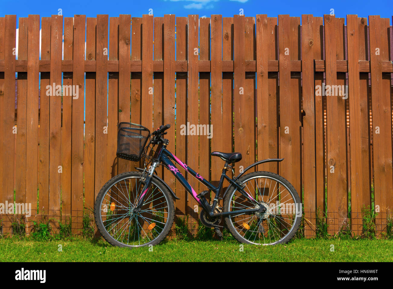 Bike in yard of a country house Stock Photo Alamy