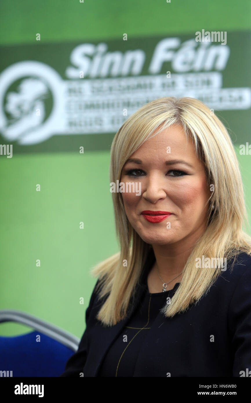 Michelle O'Neill (born 10 January 1977) is an Irish politician who is the leader of Sinn Féin in Northern Ireland, and MLA for Mid Ulster since 2007. She is also the Minister of Health in the Northern Ireland Executive and was previously the Minister for Agriculture and Rural Development. Family. O'Neill comes from an Irish republican family in Clonoe, County Tyrone. Her father, Brendan Doris, was a Provisional IRA prisoner and Sinn Féin councillor. Her uncle, Paul Doris, is a former national president of NORAID. A cousin, Tony Doris, was one of three IRA members shot dead by the SAS in 1991. Stock Photo