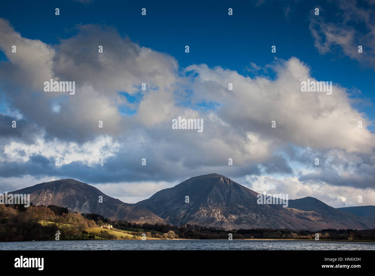 Sunlight on Grasmoor, near Loweswater, Lake District, Cumbria Stock Photo