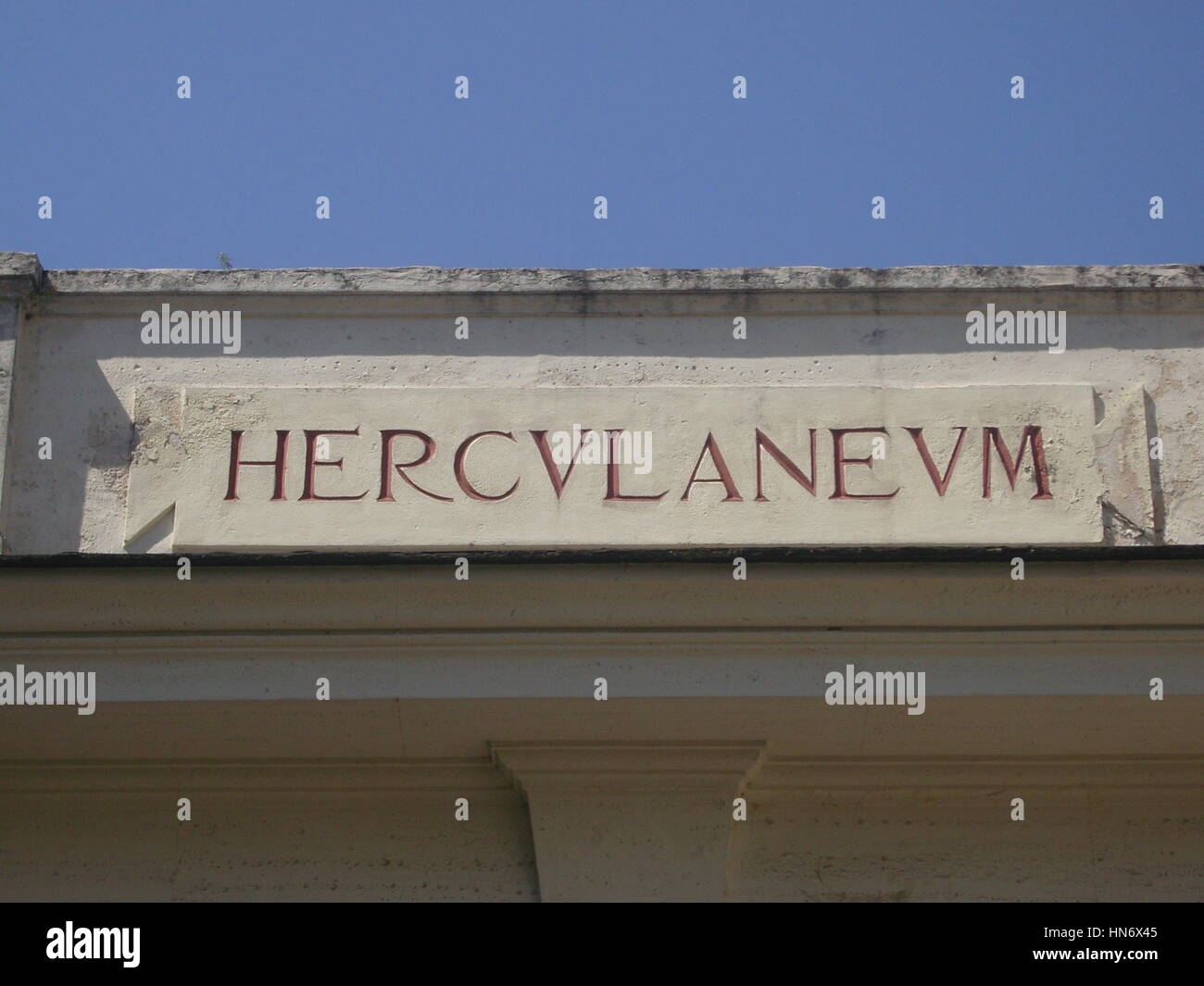 Sign for the entrance to Herculaneum, Italy Stock Photo