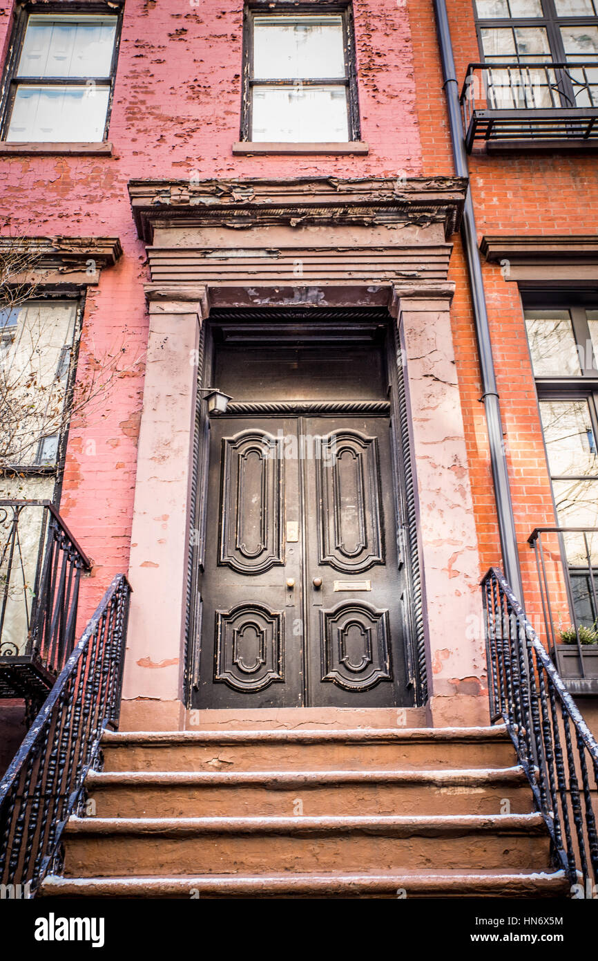 Typical Entrance door to a New York City apartment building residential
