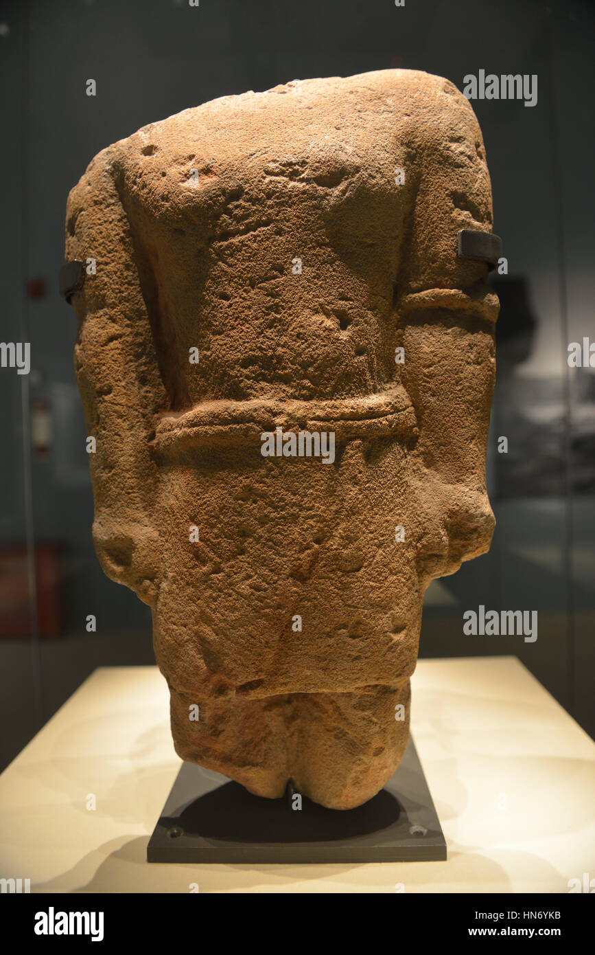 Fragment of a statue. Al-'Ula. 5th-2nd century BCE. Sandstone. National Museum, Riyadh. Saudi Arabia. Stock Photo