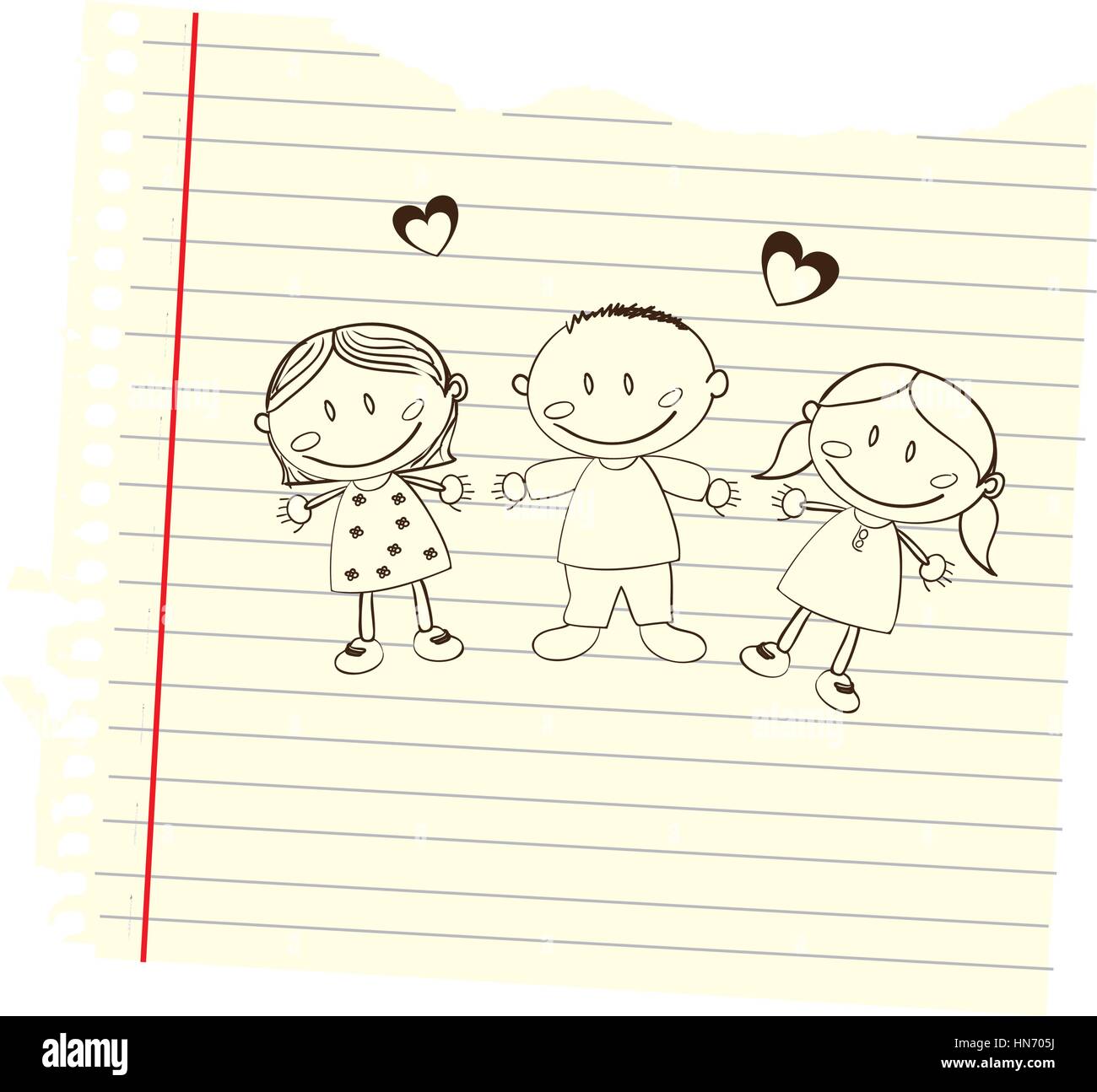 Cute Girl And Boy Drawing Icon Vector Illustration Design Stock