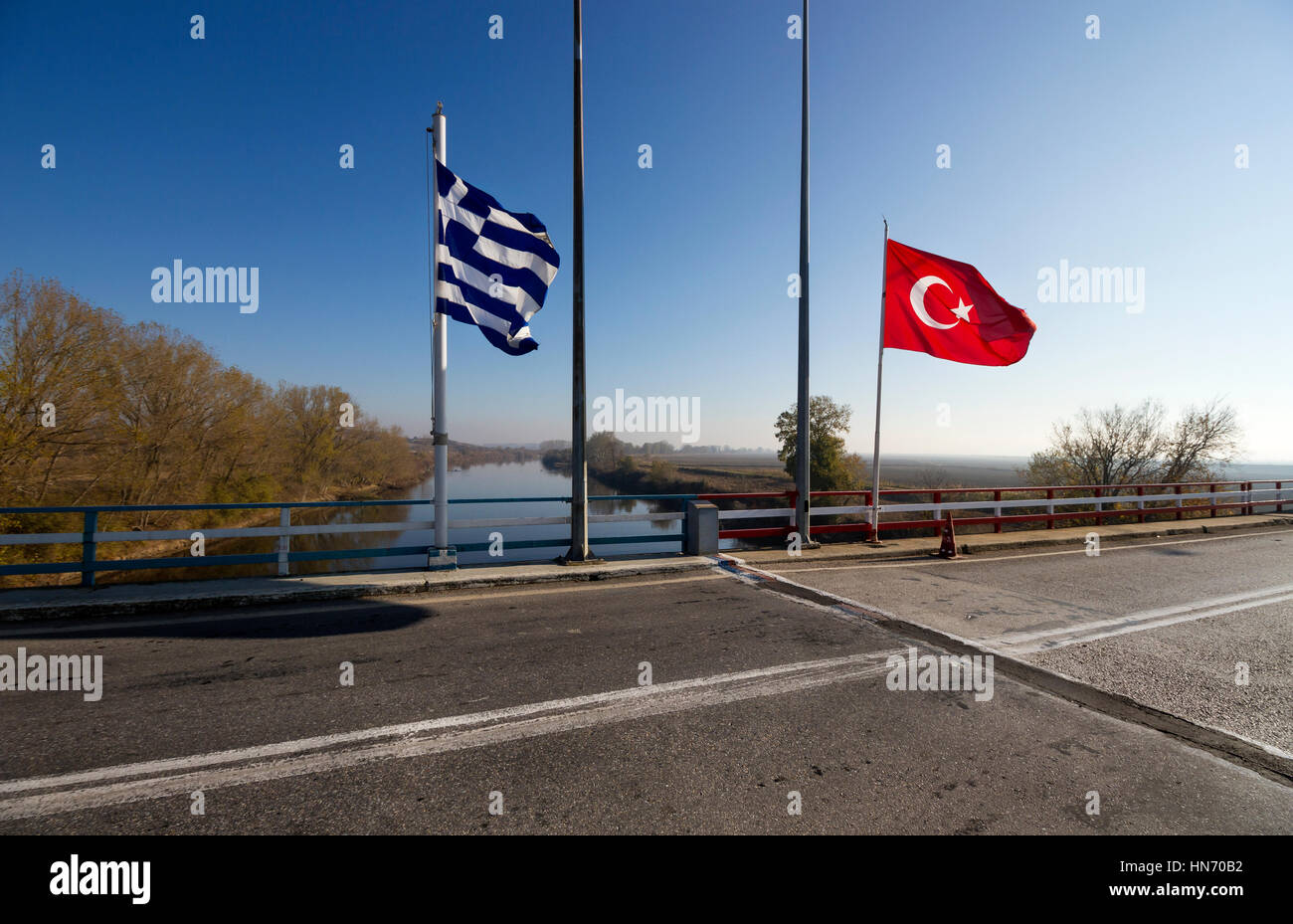 The borders between the countries Greece and Turkey, right on the