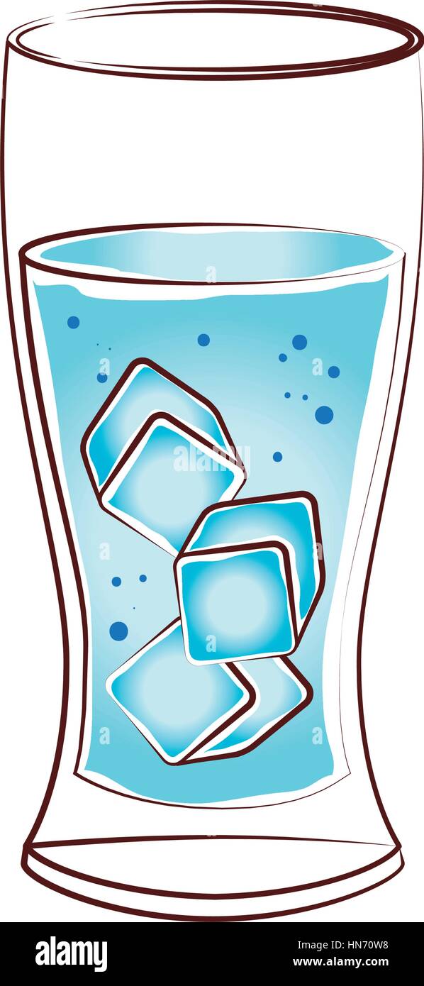 Colorful Silhouette With Glass With Water And Ice Cubes Vector Illustration Stock Vector Image Art Alamy