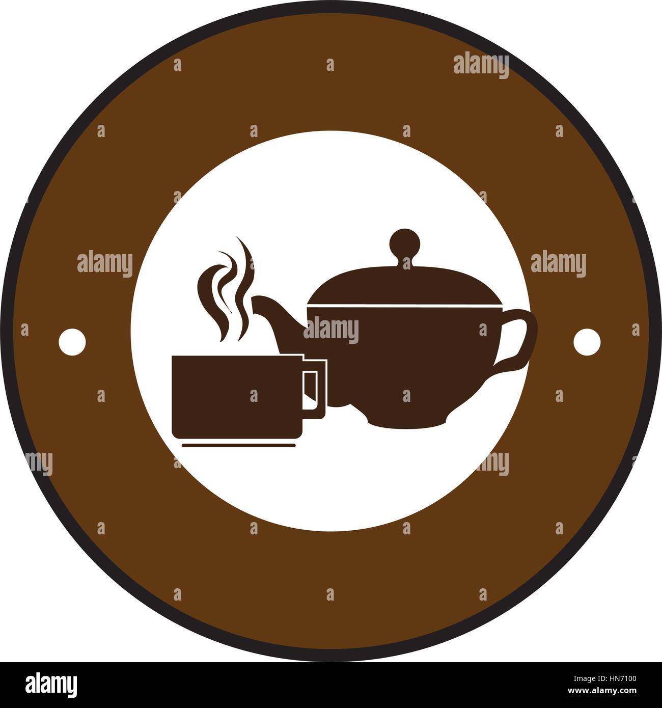 color circular frame with kettle and coffee cup vector illustration ...