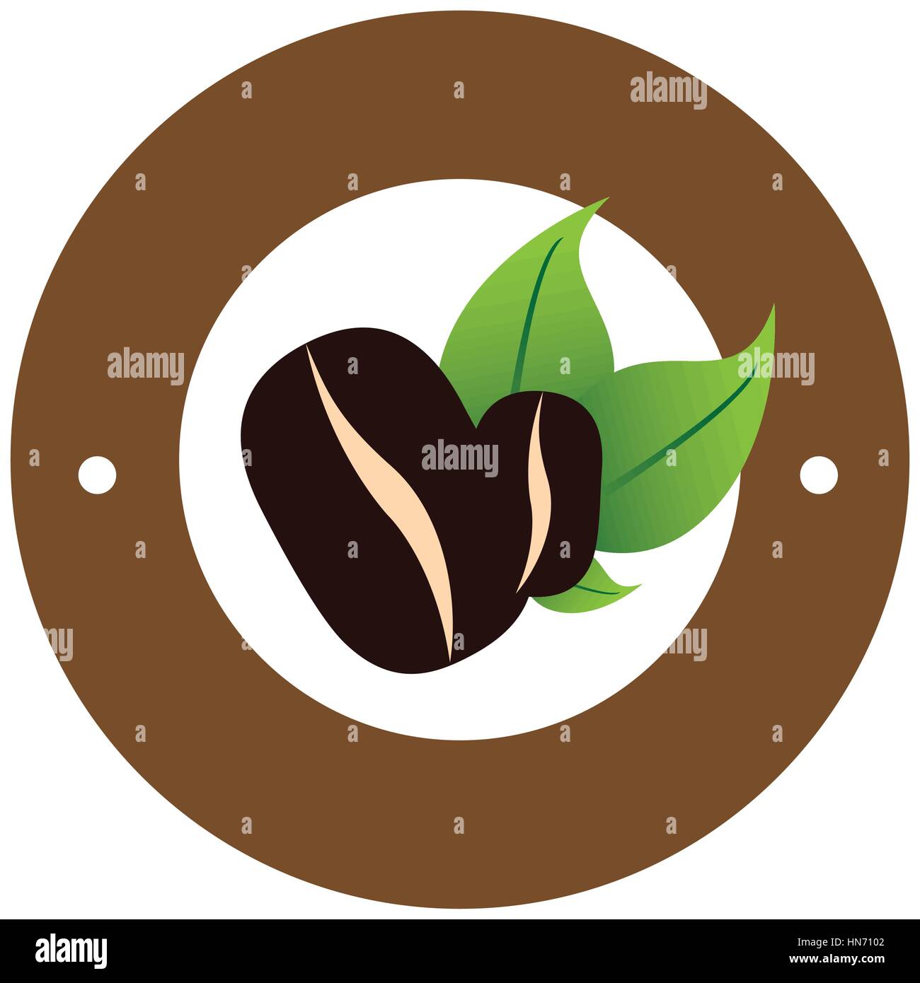 color circular frame with coffee grains with leaves vector illustration ...
