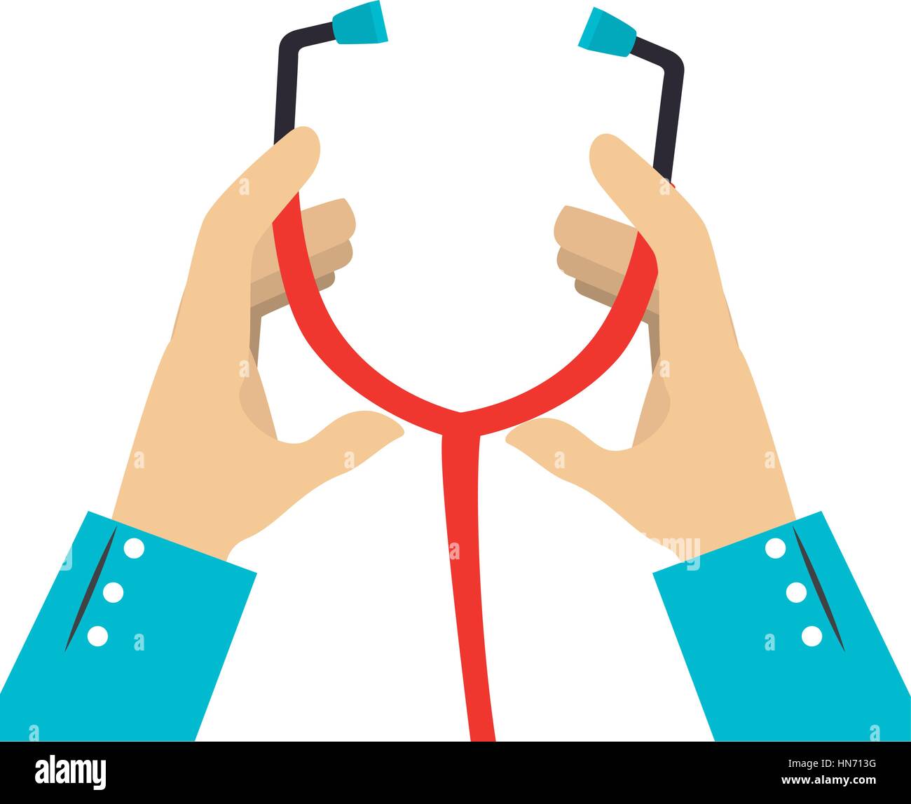 colorful silhouette of hands with stethoscope vector illustration Stock Vector