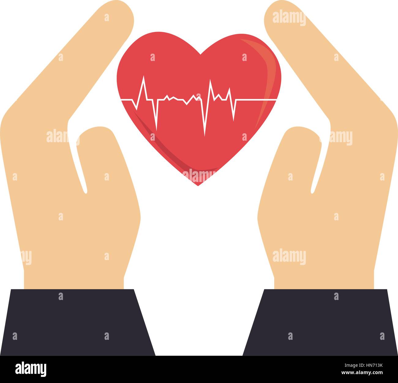 colorful silhouette with hands and heart with signs of life vector ...