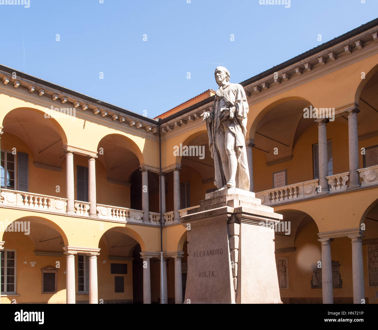 Pavia, Italy - March 8, 2015: Statue of Alessandro Volta in the