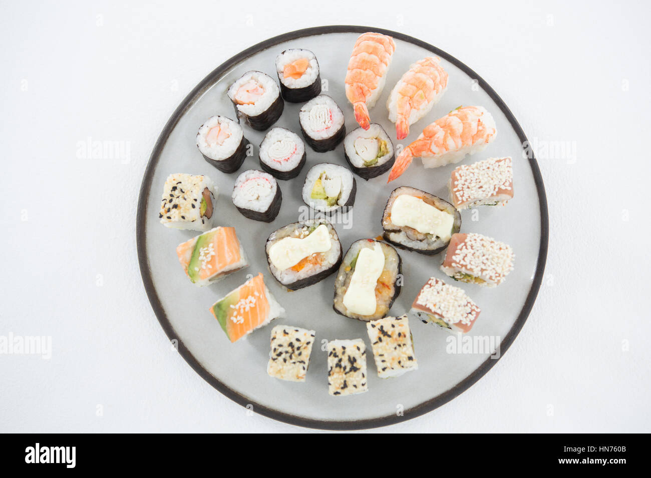 Seafood assortment overhead shot hi-res stock photography and images