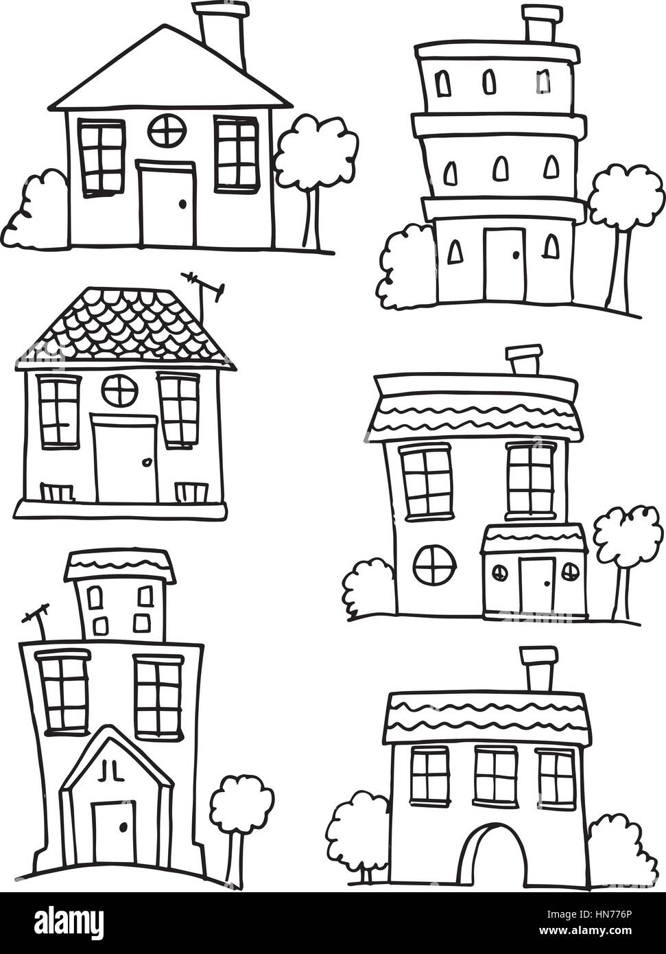 House and building set hand draw Stock Vector Image & Art - Alamy