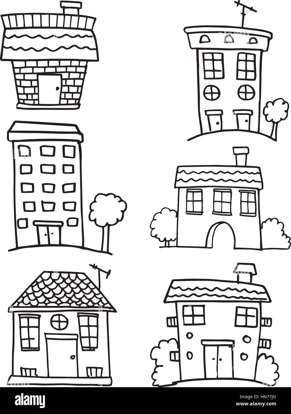 Doodle of house set vector illustration Stock Vector Image & Art - Alamy