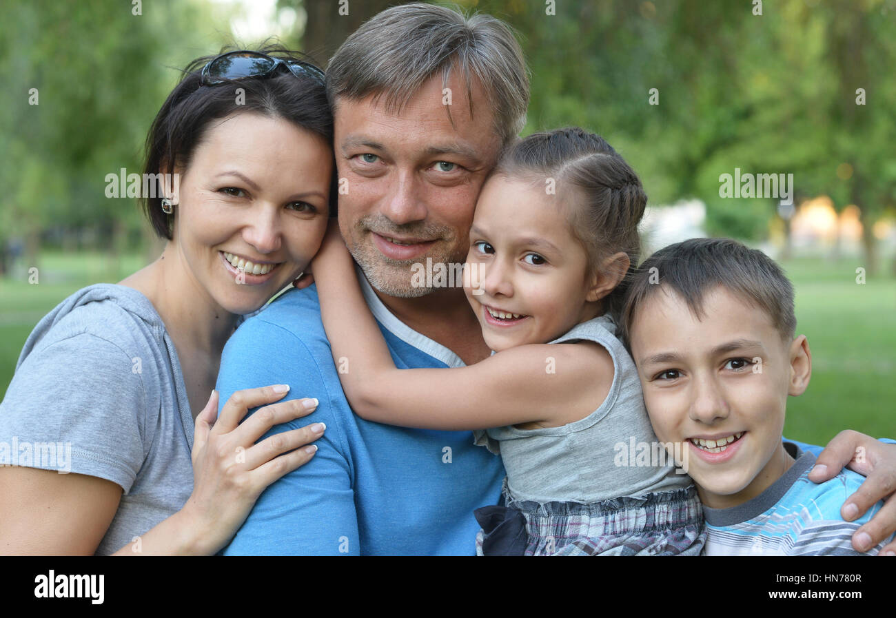 Happy Family  in  summer park Stock Photo