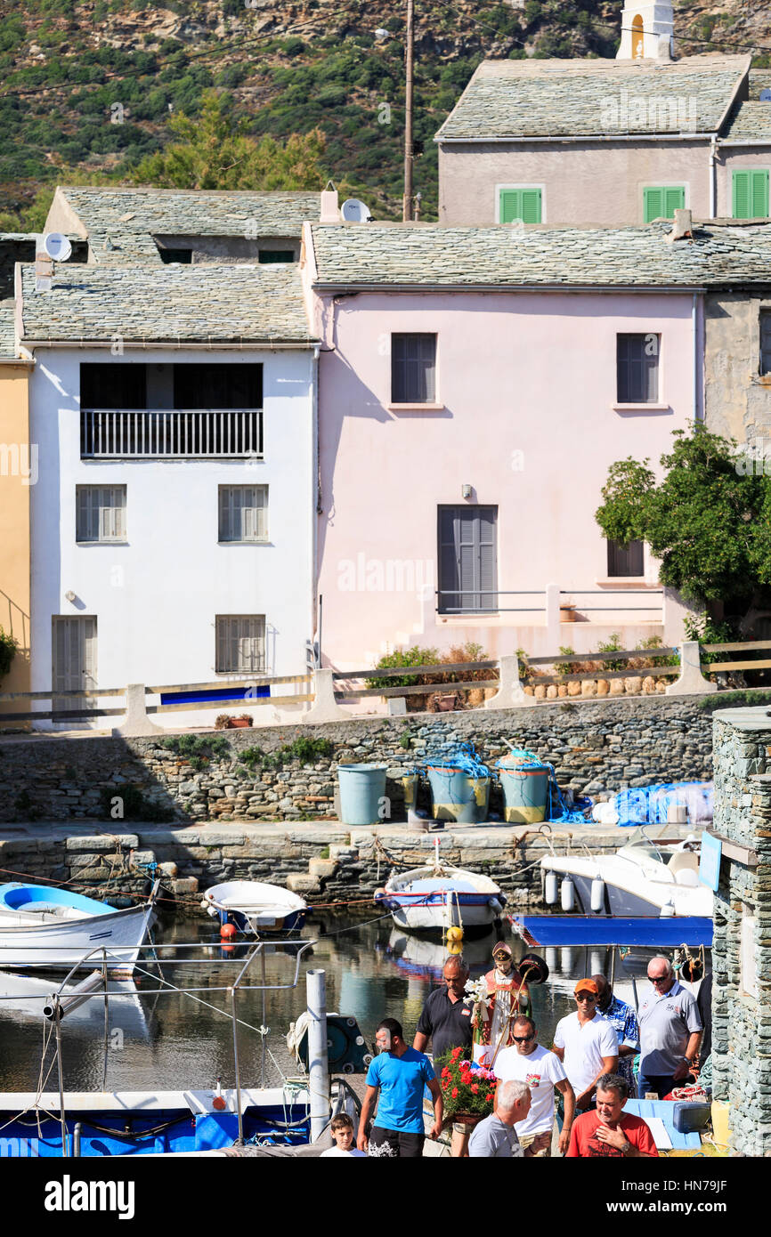 Harbour with fishing boats at Port de Centuri, Cap Corse ,Corsica, France Stock Photo