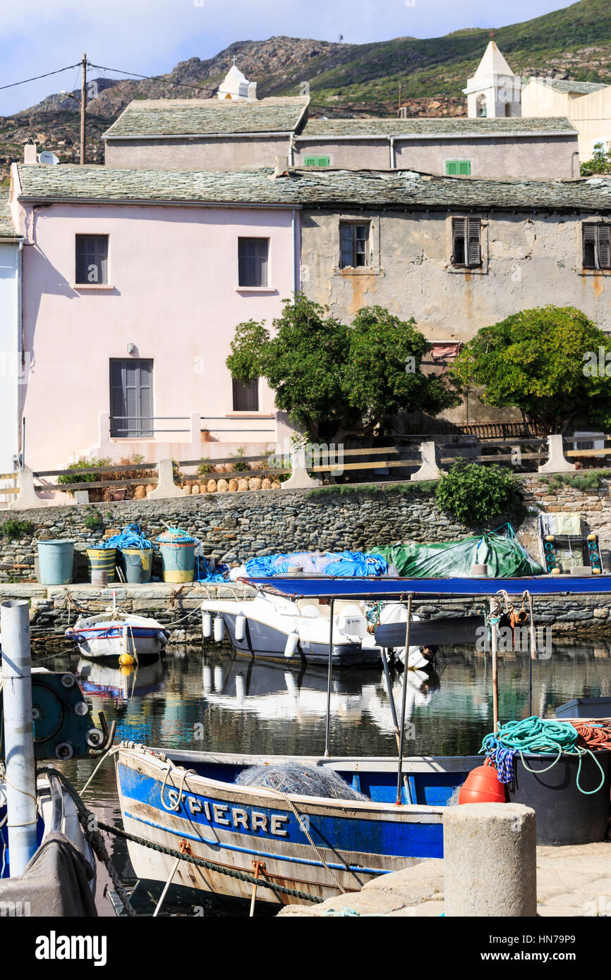 Harbour with fishing boats at Port de Centuri, Cap Corse ,Corsica, France Stock Photo