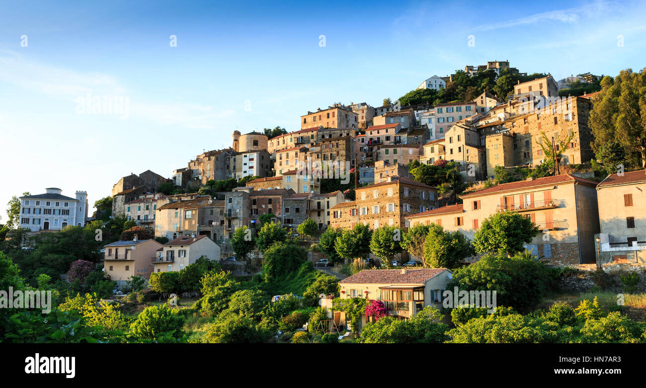 Hilltop village of Oletta, Corsica, France Stock Photo