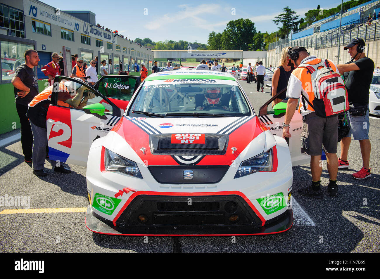 Vallelunga, Rome, Italy. September 4th 2016. Italian Touring Championship: driver Jimmy Ghione and Seat Leon on starting line Stock Photo