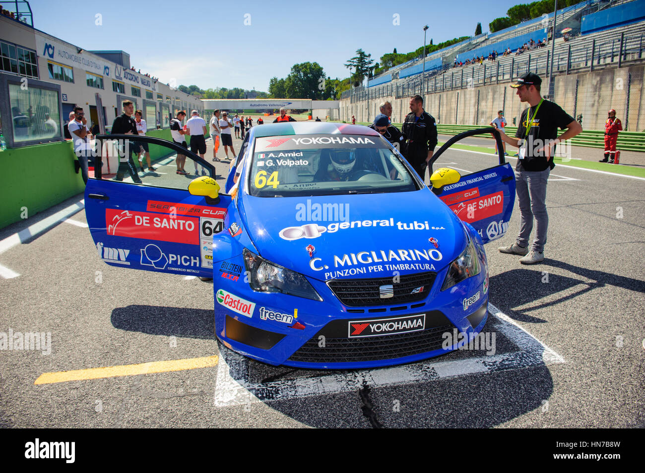 Vallelunga, Rome, Italy. September 4th 2016. Seat Ibiza italian Cup: car in pit lane before race Stock Photo
