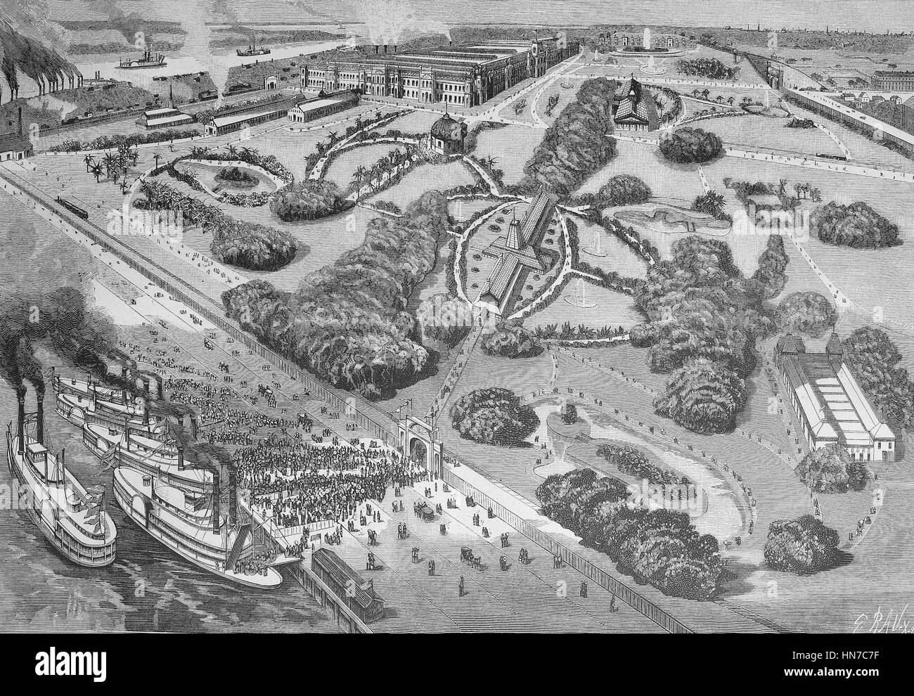 world exposition, Die Weltausstellung in New Orleans, USA, 1884, woodcut from 1885, digital improved Stock Photo