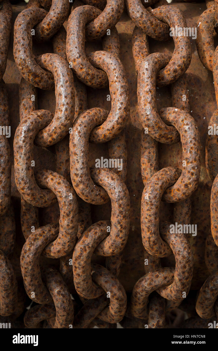 Chains on a winch, Lydney Harbour, Gloucestershire, UK. Stock Photo