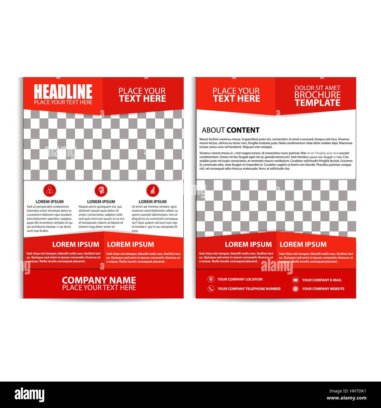 Abstract Red Color Flyer Design Template Stock Vector
