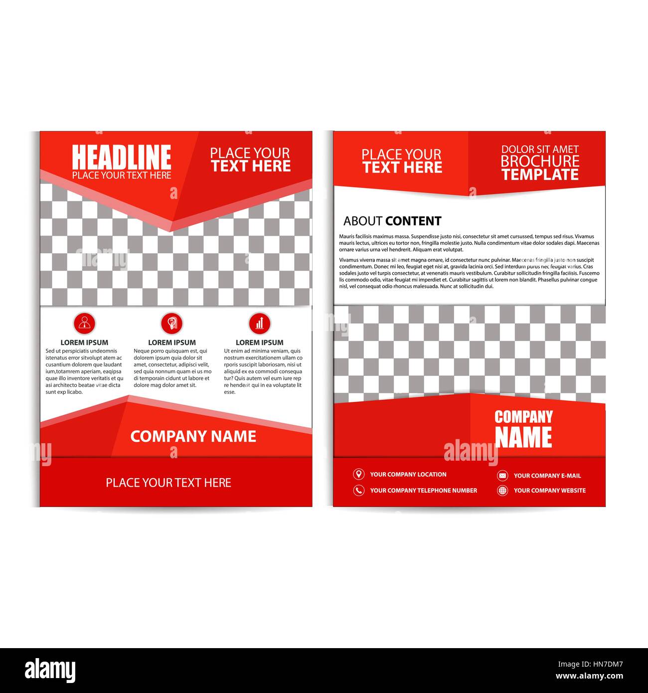 Abstract Red Color Flyer Design Template Stock Vector