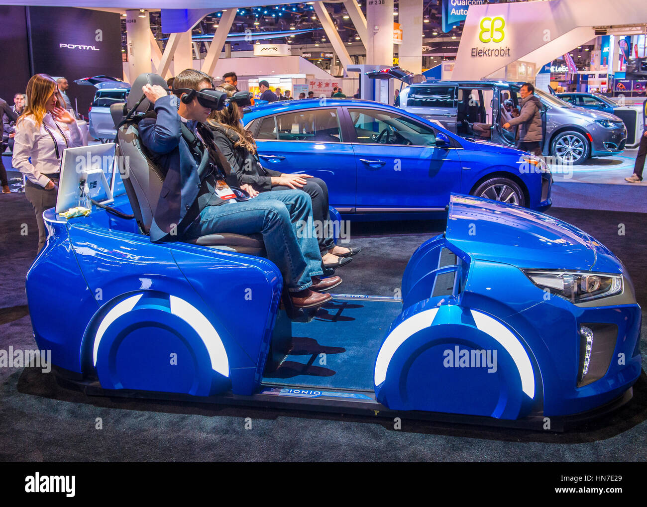 The Hyundai Mobis Concept car simulator at the CES Show in Las Vegas. CES is the world's leading consumer-electronics show. Stock Photo
