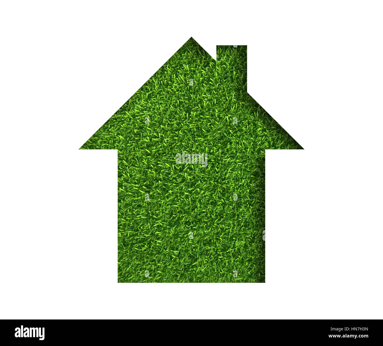 Simple green grass eco house icon. concept ecology Stock Photo