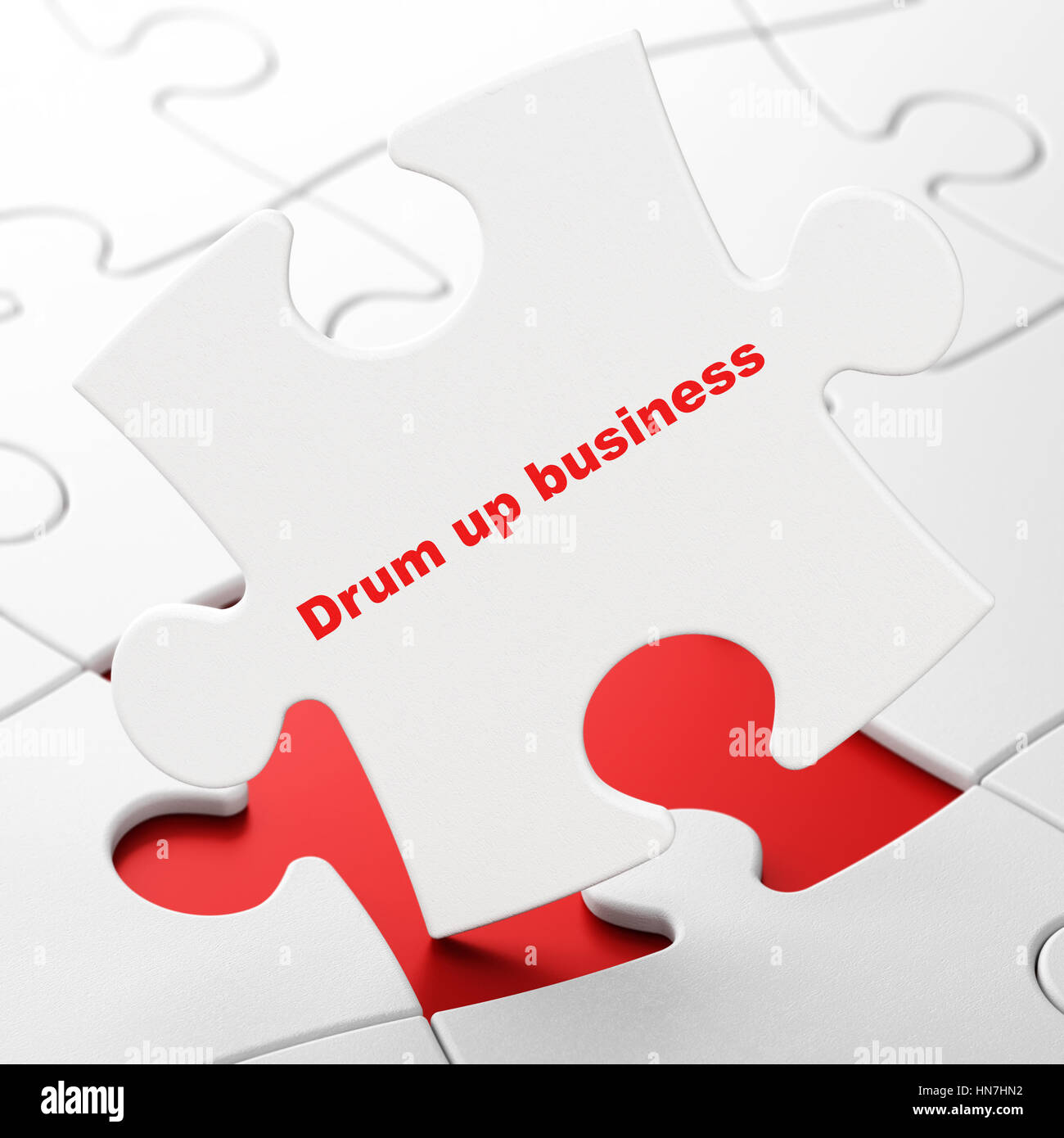 Finance concept: Drum up business on White puzzle pieces background, 3D ...