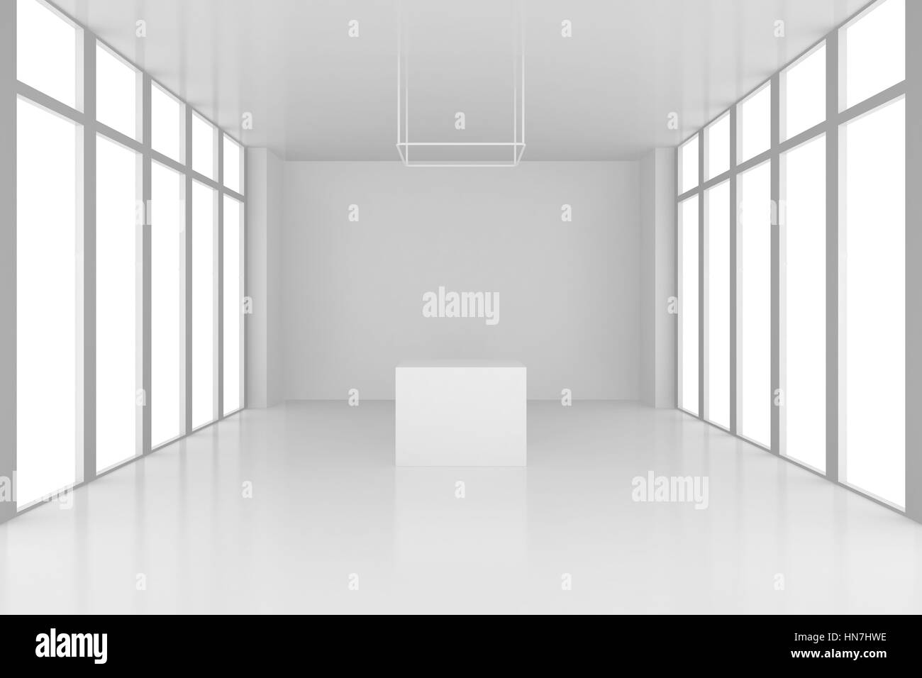 pedestal in white room with windows. 3d render Stock Photo - Alamy