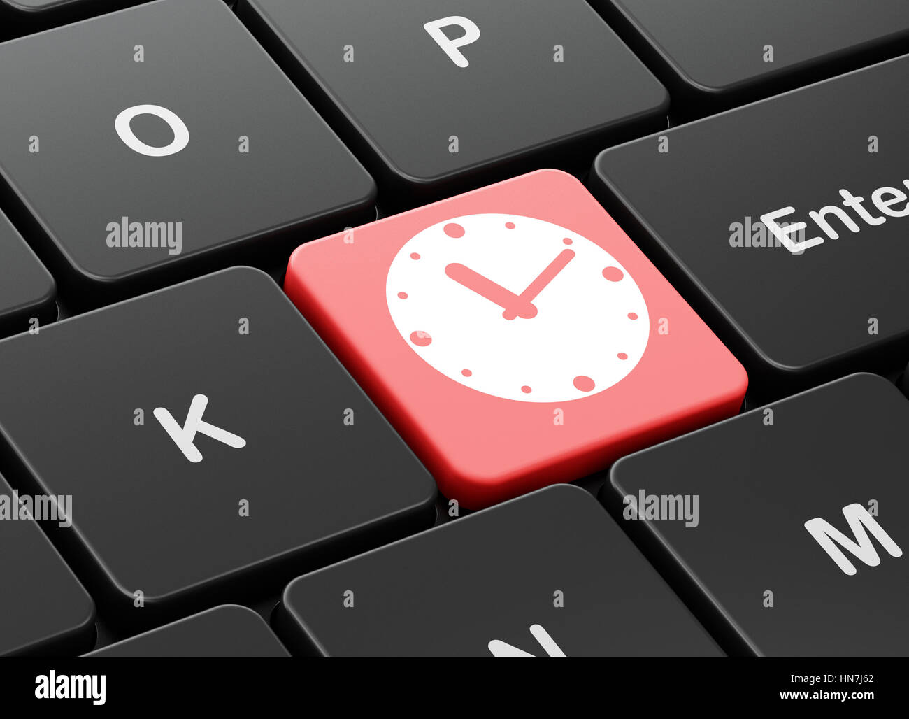 Time concept: computer keyboard with Clock icon on enter button ...