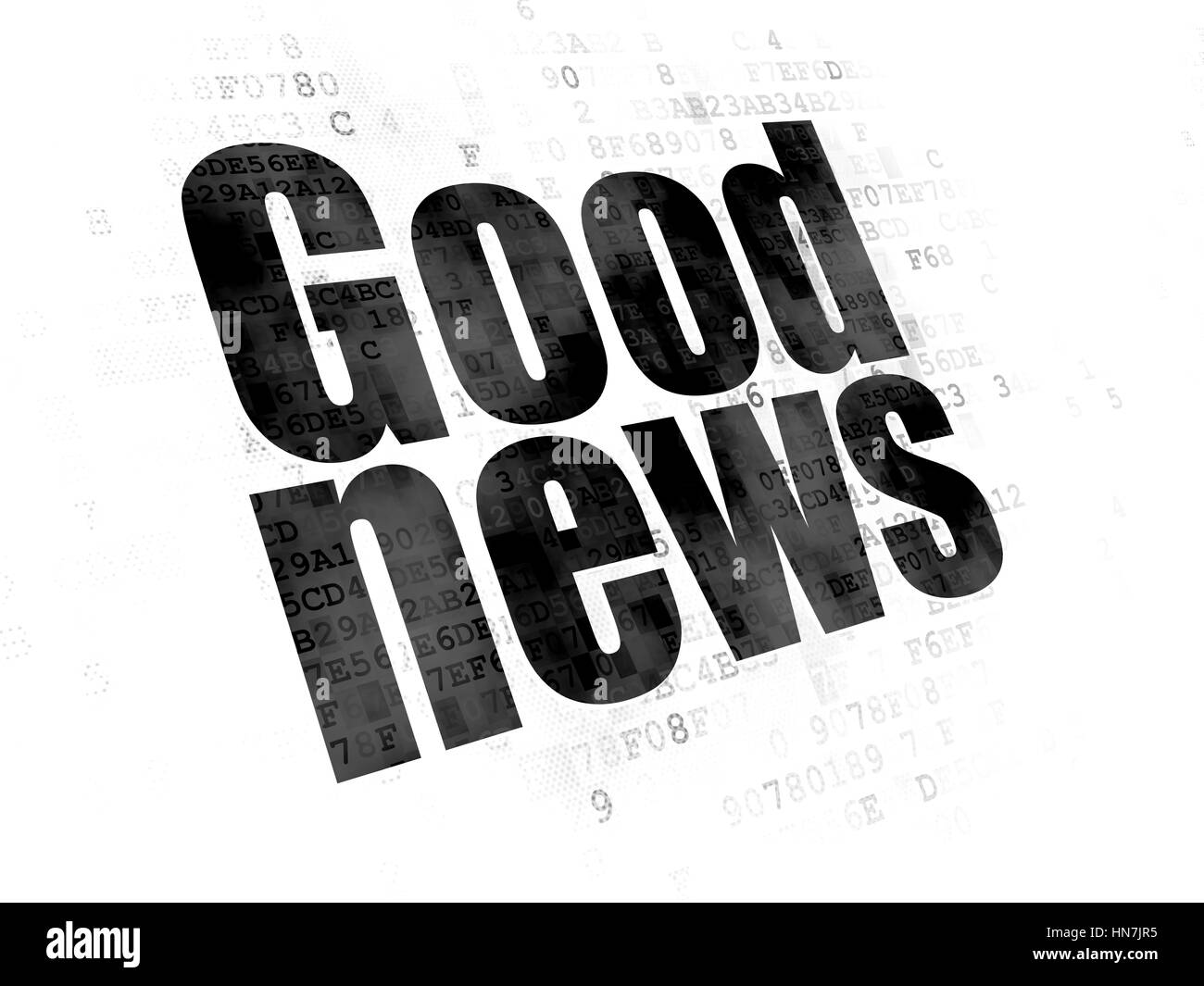 News concept: Pixelated black text Good News on Digital background Stock Photo