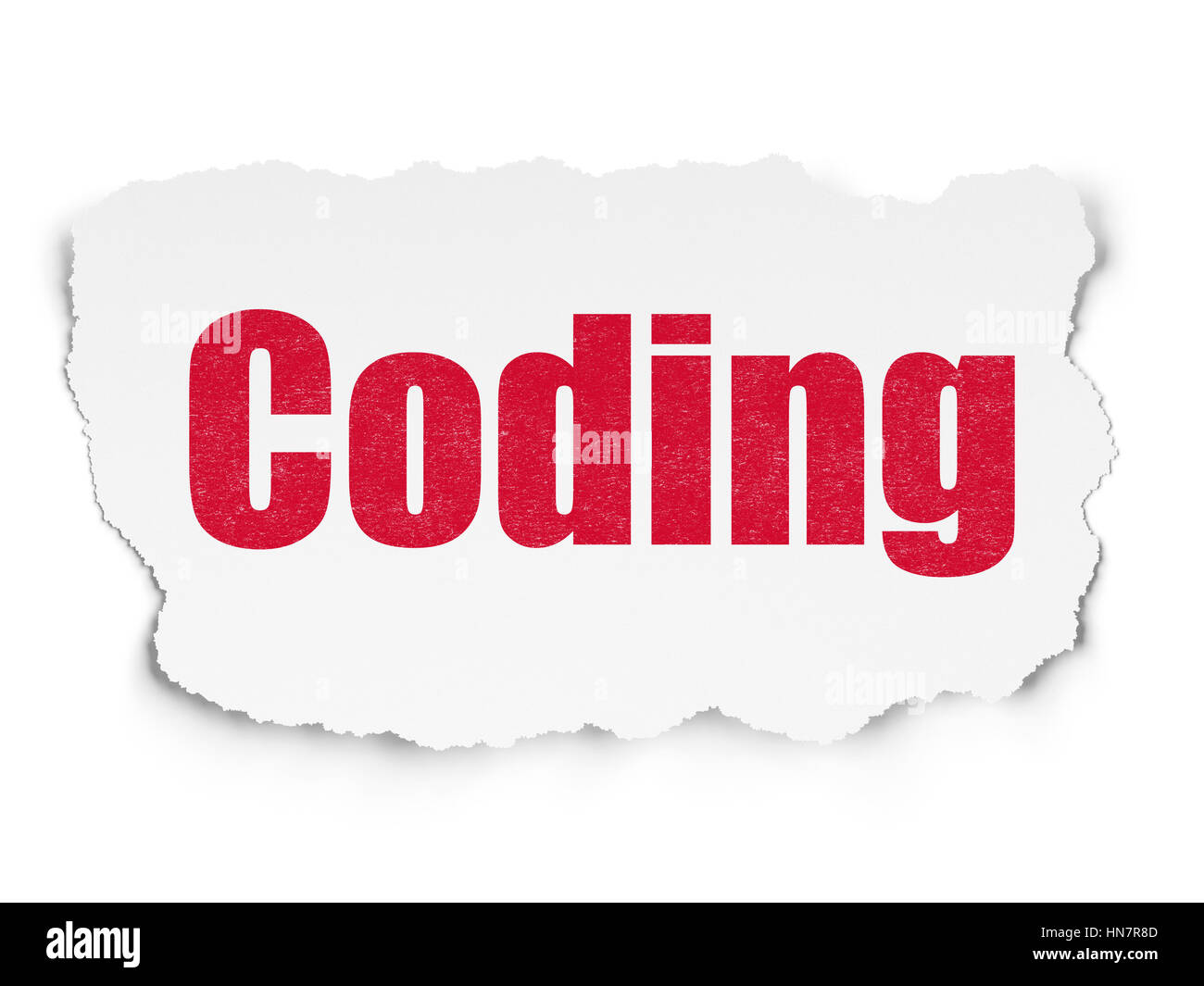 Database concept: Painted red text Coding on Torn Paper background with ...