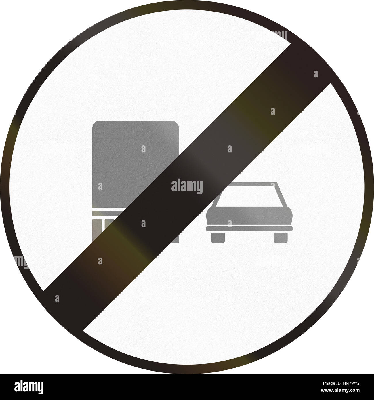 Hungarian regulatory road sign - End of no overtaking for trucks Stock ...