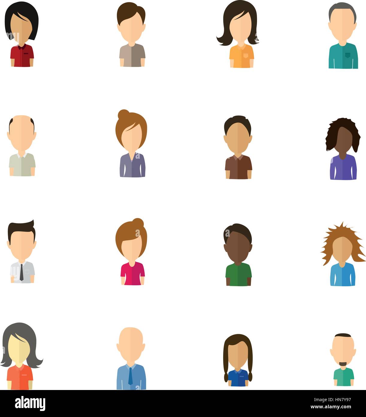 Minimalistic flat user icons with large head - set 1b Stock Vector ...