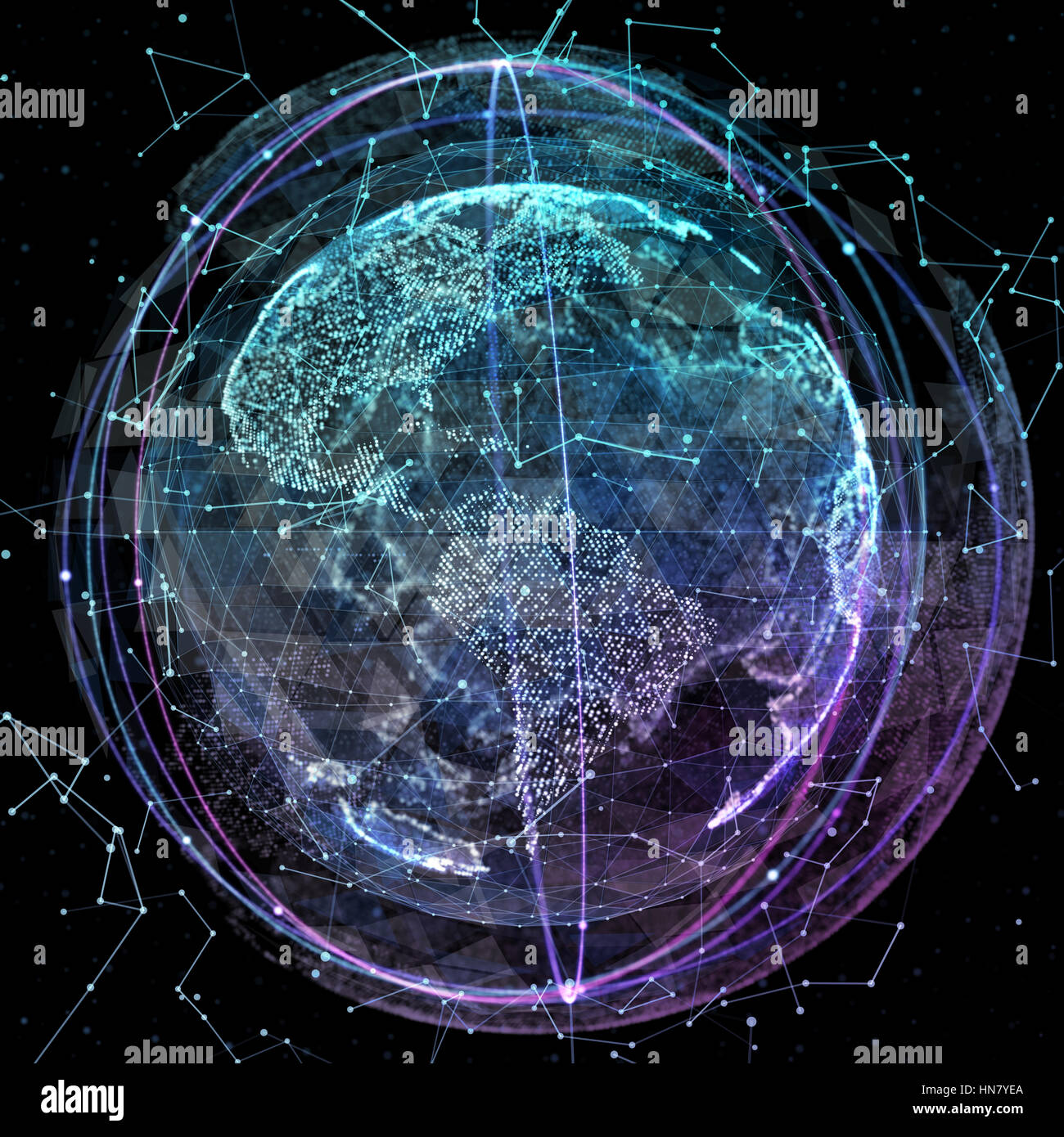Abstract map of the global network Stock Photo