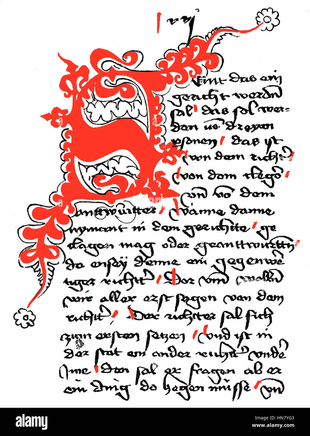 Facsimile of a certificate of Medieval legal order, Germany, Westphalia, 1405 Stock Photo