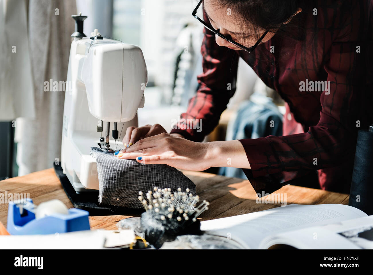 Fashion Design Sewing Machine Concept Stock Photo Alamy