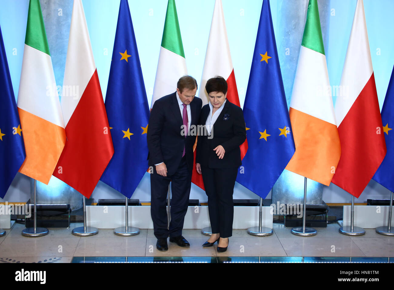 Warsaw, Poland. 9th Feb, 2017. Irish Prime Minister Enda Kenny was received by PM Beata Szydlo for official visit. Credit: Jake Ratz/Alamy Live News Stock Photo
