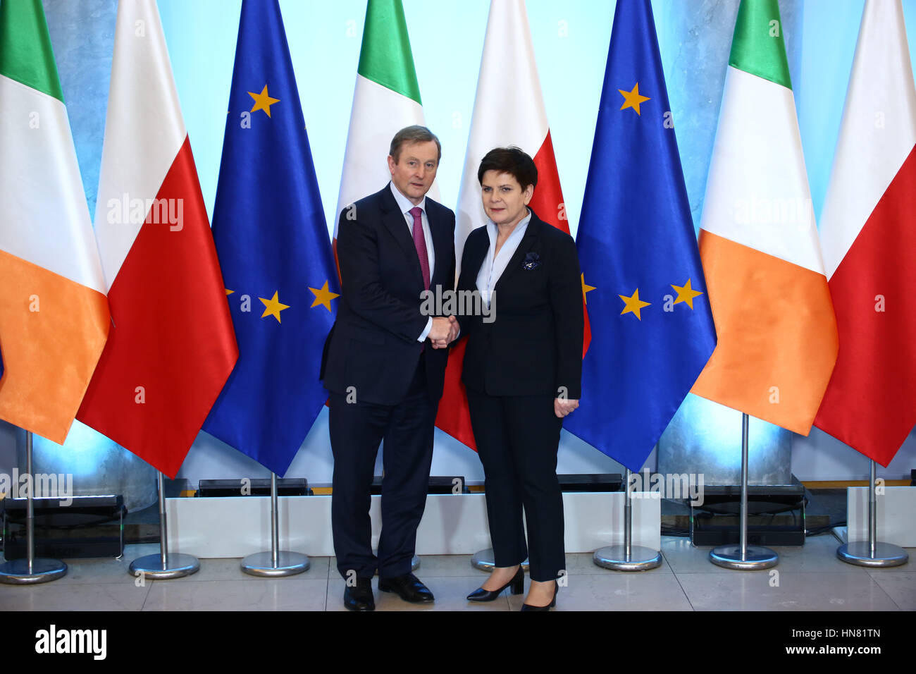 Warsaw, Poland. 9th Feb, 2017. Irish Prime Minister Enda Kenny was received by PM Beata Szydlo for official visit. Credit: Jake Ratz/Alamy Live News Stock Photo