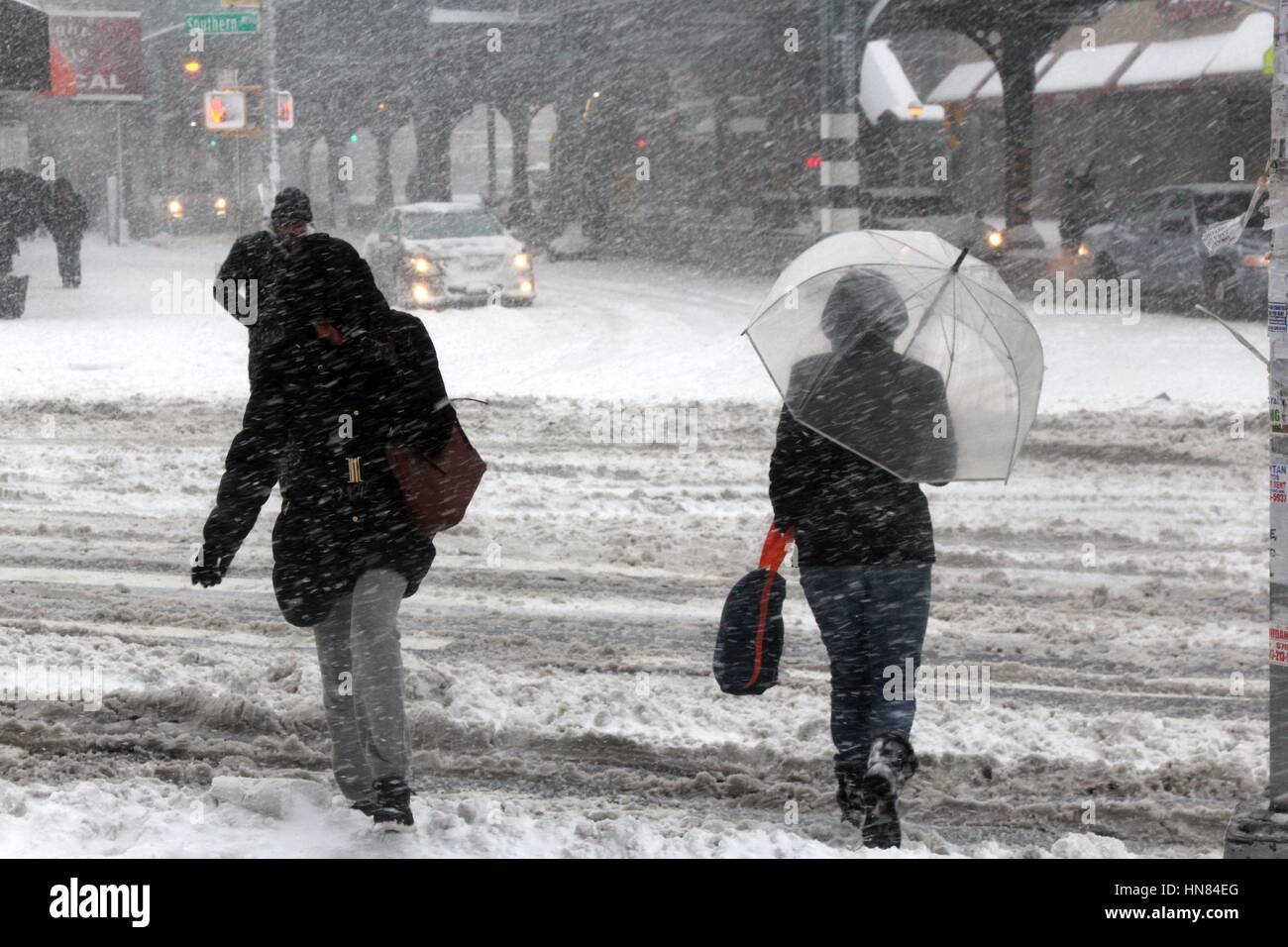Snowstorm Hits Northeast U.S. area, Bronx, New York, USA Stock Photo