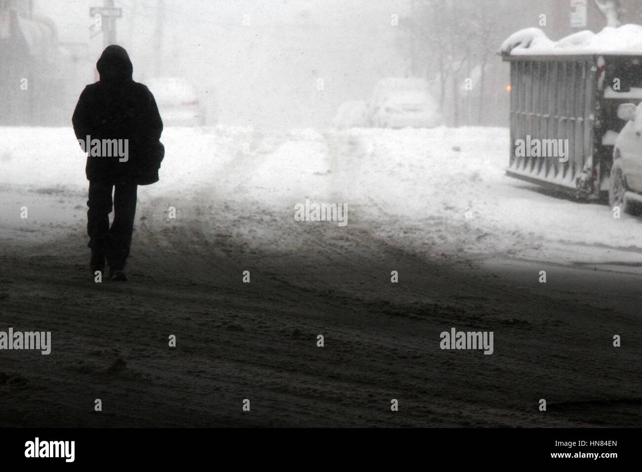 Snowstorm Hits Northeast U.S. area, Bronx, New York, USA Stock Photo