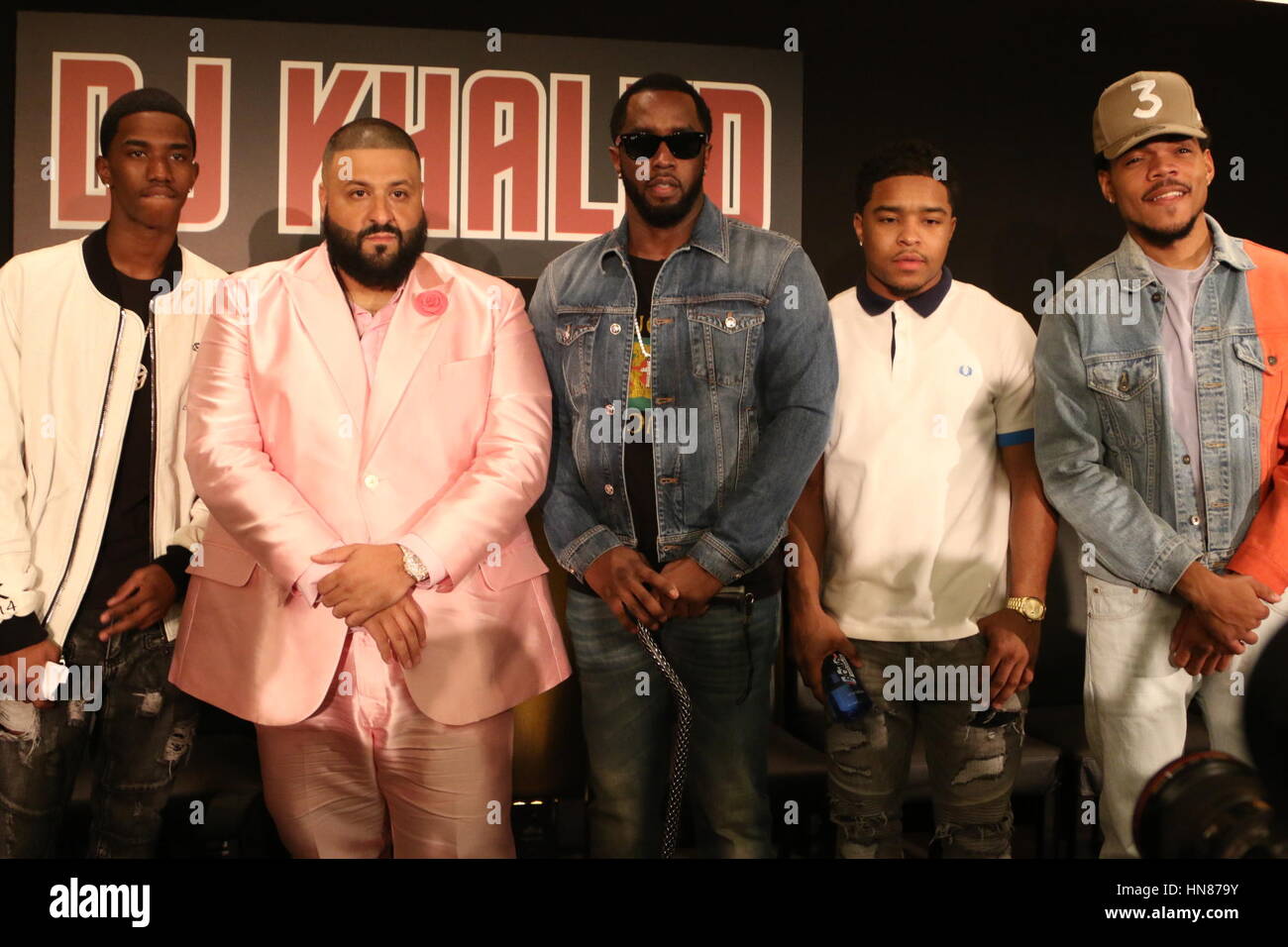 Beverly Hills, Ca. 9th Feb, 2017. Sean Combs, DJ Khaled and Chance The