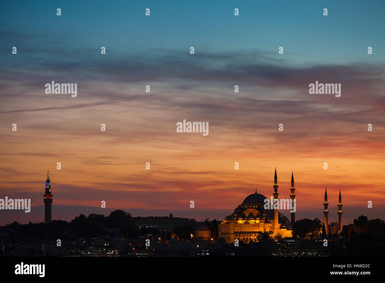 Suleymaniye Mosque and Beyazit Tower Istanbul Stock Photo