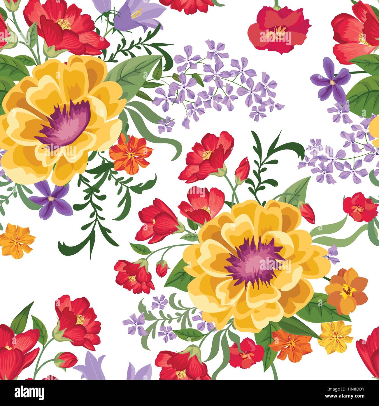 Floral seamless pattern. Flower border background. Floral tile spring texture with flowers. Stock Vector