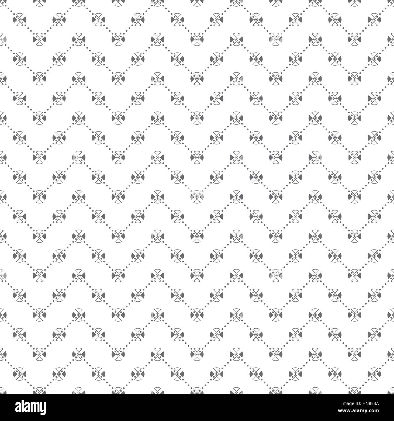 Seamless pattern. Traditional geometric texture in the form of waves. Repeating circles and dots. Dashed line. Monochrome. Backdrop. Web. Vector illus Stock Vector