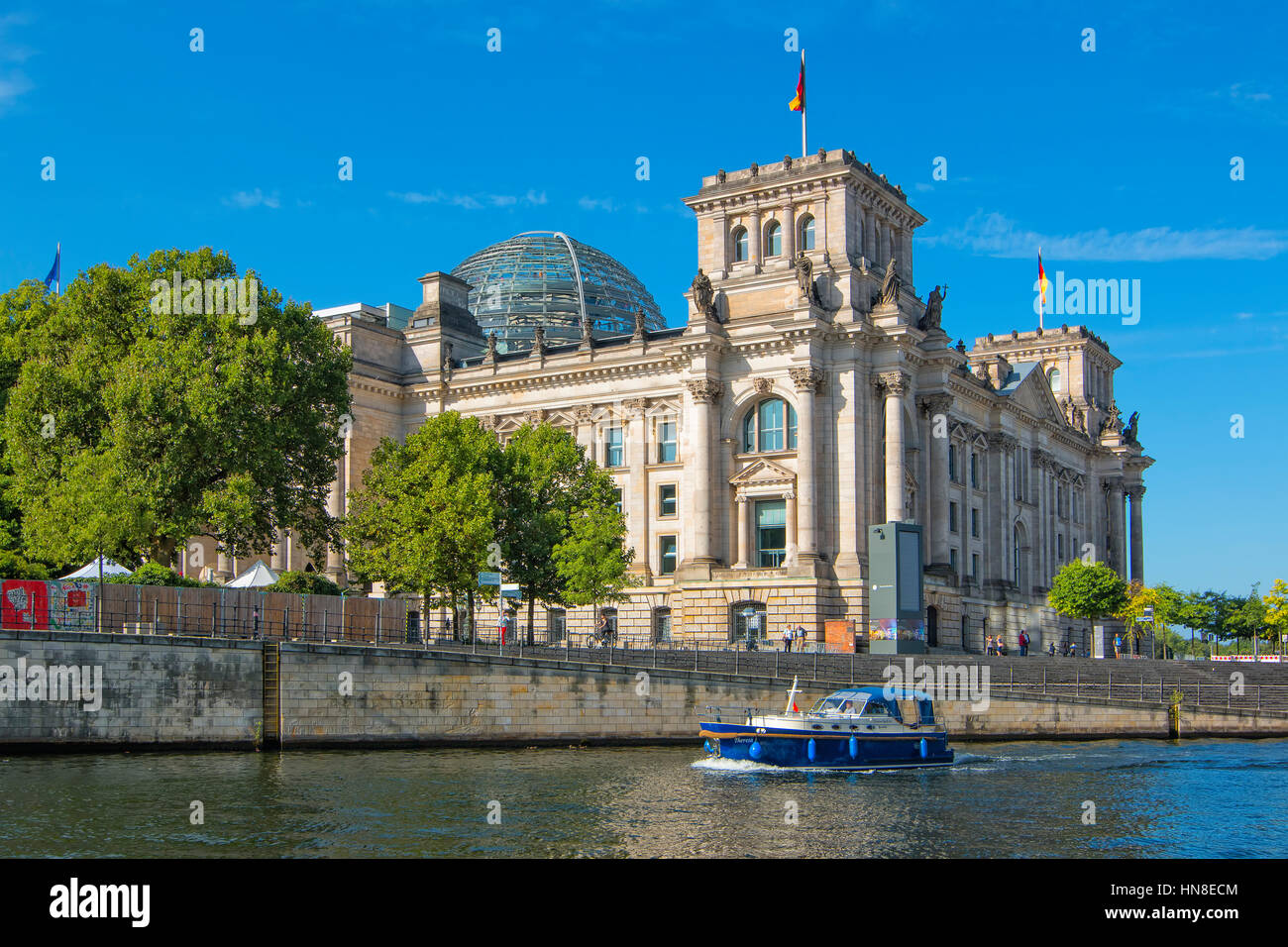 The Reichstag building and Spree river in Berlin Stock Photo