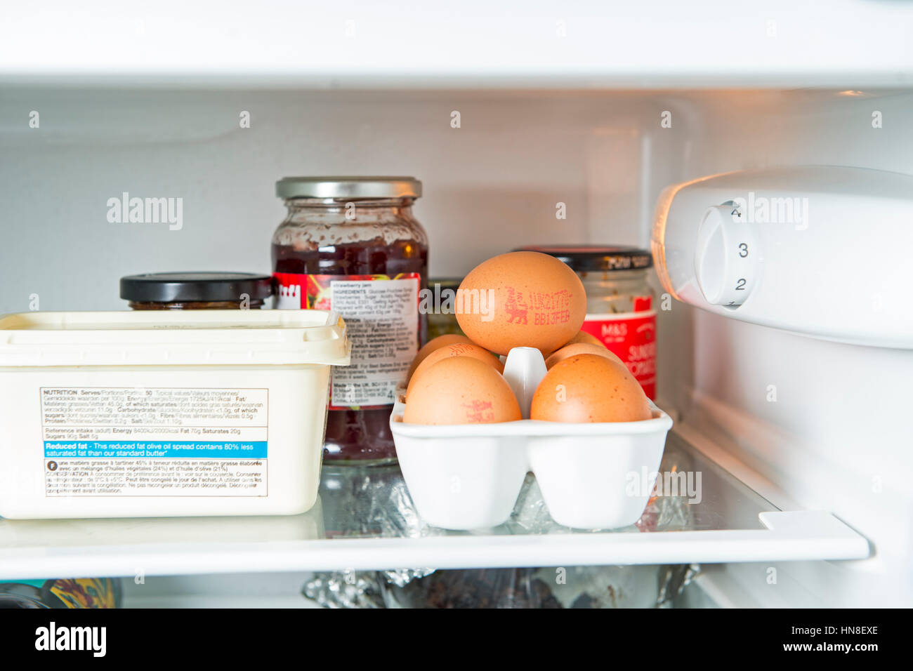 Free range eggs being kept cool in a fridge Stock Photo Alamy